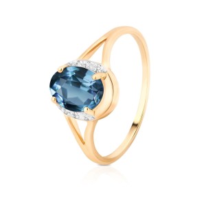 Pierścionek złoty blue topaz