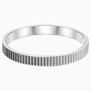 Luxury Bangle, Black, Rhodium plating