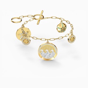 Bransoletka Shine z motywami monet, lekka, wielokolorowa, pozłacana