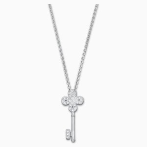 Noble Key Pendant, White, Rhodium plated