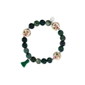 Bransoleta srebrna z chwostem i agatami