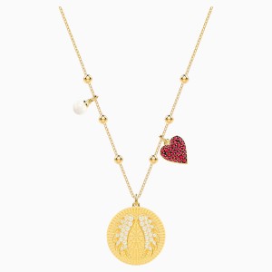 Lucky Goddess Wings Necklace, Multi-colored, Gold-tone plated