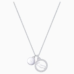 Lena California Pendant, White, Rhodium plating