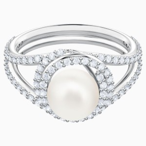 Originally Cocktail Ring, White, Rhodium plated