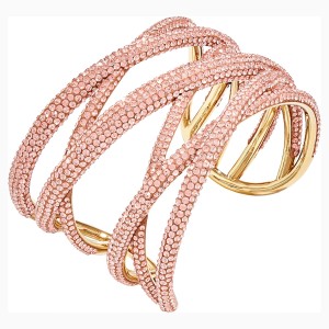 Bransoleta w formie mankietu z kolekcji Tigris, duża, różowa, w odcieniu złota