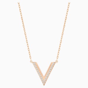 Delta Necklace, White, Rose-gold tone plated