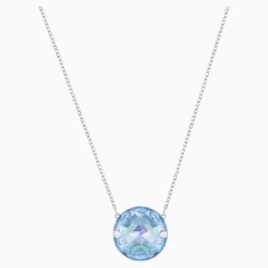 Globe Necklace, Blue, Rhodium plated