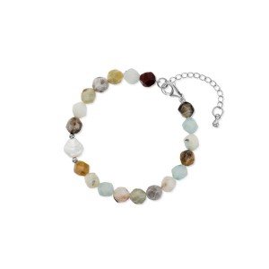 Bransoleta srebrna z amazonitem i perłą