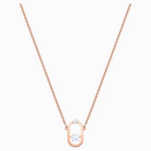 North Necklace, White, Rose-gold tone plated