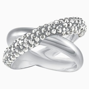 Crystaldust Cross Ring, Gray, Palladium plating