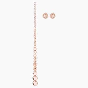 Ocean View Pierced Earrings, Multi-colored, Rose-gold tone plated