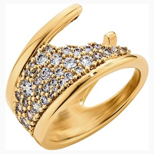 Pierścionek z kolekcji Gilded Treasures, biały, powlekany złotem