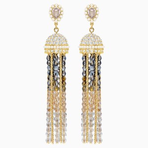 Millennium Clip Earrings, Multi-colored, Gold-tone plated