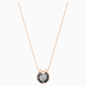 Bella V Pendant, Black, Rose-gold tone plated