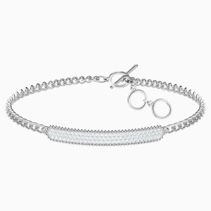 Locket Bracelet, White, Rhodium plated