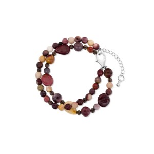 Bransoleta srebrna z mookaitami i z kwarcem dymnym