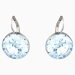 Bella Pierced Earrings, Blue, Rhodium plated