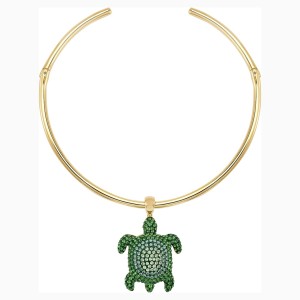 Naszyjnik w celtyckim stylu Mustique Sea Life Turtle, zielony, powłoka w odcieniu złota