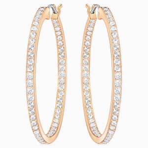 Sommerset Hoop Pierced Earrings, White, Rose-gold tone plated