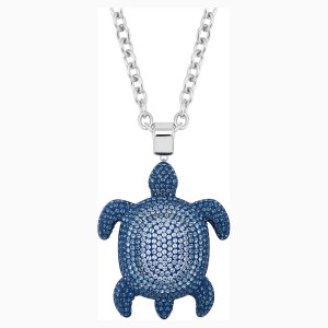 Wisiorek Mustique Sea Life Turtle, duży, niebieski, powlekany palladem