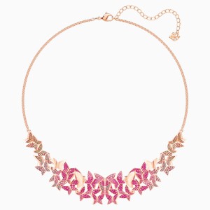 Lilia Necklace, Large, Multi-colored, Rose-gold tone plated
