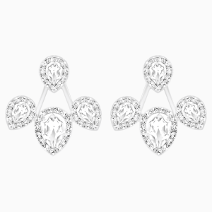 Laina Pierced Earring Jackets, White, Rhodium plated