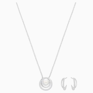 Free Pearl Set, White, Rhodium plated