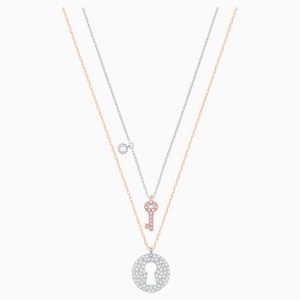 Crystal Wishes Key Pendant, Pink, Mixed metal finish