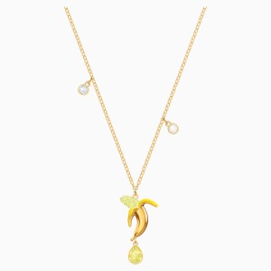 No Regrets Banana Pendant, Multi-colored, Gold-tone plated
