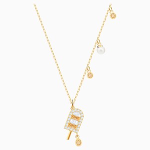 No Regrets Ice Cream Pendant, Multi-colored, Gold-tone plated
