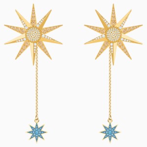 Lucky Goddess Pierced Earrings, Multi-colored, Gold-tone plated