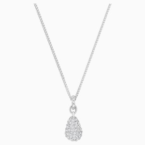 Heloise Pendant, White, Rhodium plated