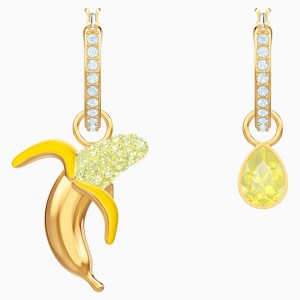 No Regrets Banana Pierced Earrings, Multi-colored, Gold-tone plated