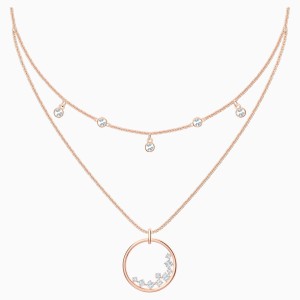North Necklace, White, Rose-gold tone plated