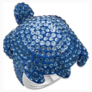 Pierścionek Mustique Sea Life Turtle, duży, niebieski, powlekany palladem