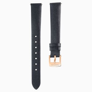 Pasek do zegarka 14 mm, jedwab, czarny, w odcieniu różowego złota