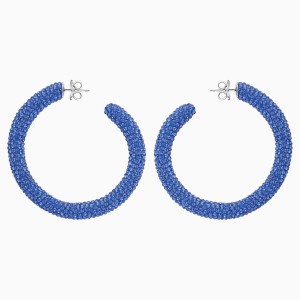 Tigris Hoop Pierced Earrings, Blue, Palladium plated