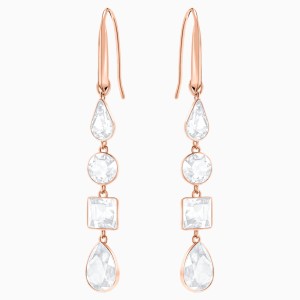 Lisanne Pierced Earrings, White, Rose-gold tone plated