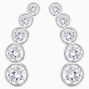 Harley Pierced Earrings, White, Rhodium plated