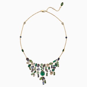 Bambusowy naszyjnik typu kołnierz, ciemny wielokolorowy, w odcieniu złota