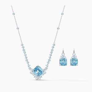 Zestaw Sparkling, kolor morski, powlekany rodem