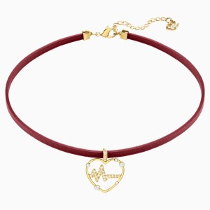 Oxo Choker, Red, Gold-tone plated