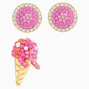 No Regrets Ice Cream Pierced Earrings, Multi-colored, Gold-tone plated