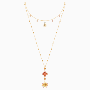 Lucky Goddess Necklace, Multi-colored, Gold-tone plated