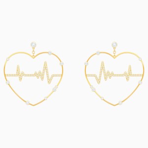 Oxo Pierced Earrings, White, Gold-tone plated
