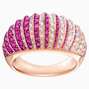 Luxury Domed Ring, Pink, Rose-gold tone plated
