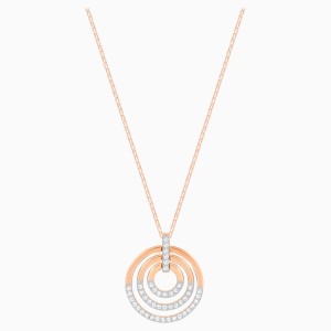 Circle Pendant, White, Rose-gold tone plated