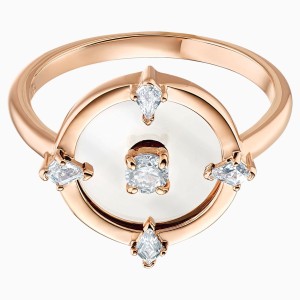 North Ring, White, Rose-gold tone plated