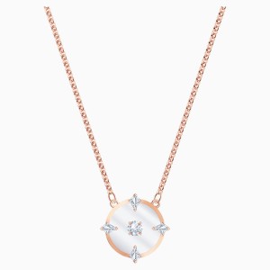 North Necklace, White, Rose-gold tone plated