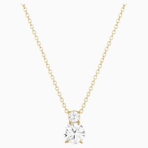 Solitaire Double Pendant, White, Gold-tone plated